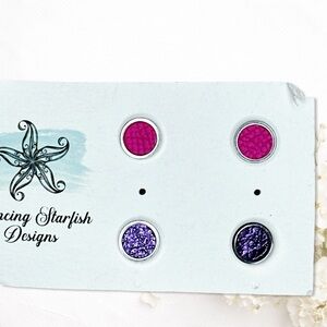 6025gc. Pink and Purple Faux Leather Studs